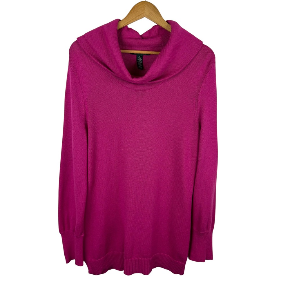 Lauren Ralph Lauren Womens Cowl Neck Sweater Sz XL Pink‎ Knit Classic Preppy